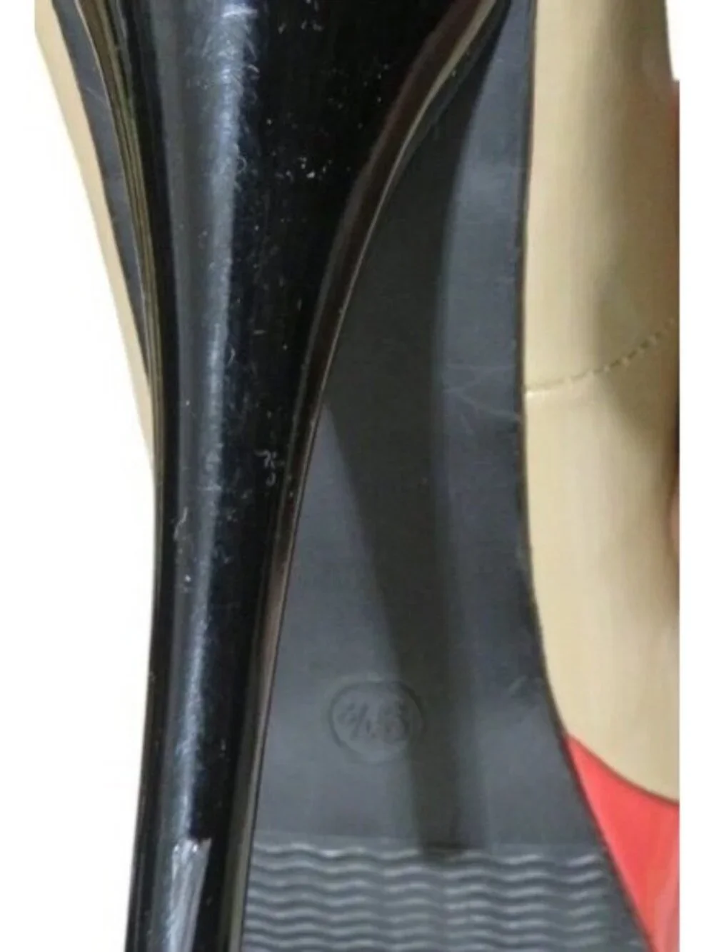 Mossimo Tan Coral Black Colorblock Patent Leather 1.5